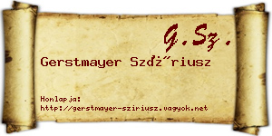 Gerstmayer Szíriusz névjegykártya